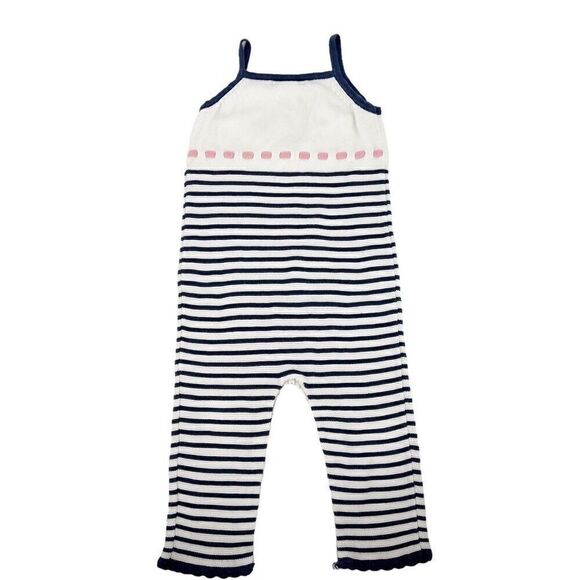 Janie & Jack Blue White Striped Knit One Piece Whale Bow Beach Outfit‎ 12-18 Mo - Picture 2 of 6